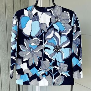 Vintage 70s Zio Luigi for Fairfield Blouse M | Psychedelic Floral Print Top